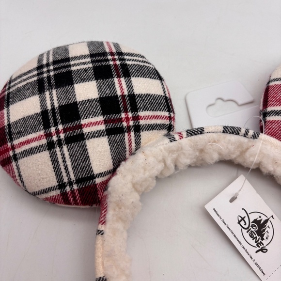 Disney Parks Mickey Mouse Holiday Plaid Joy Christmas Ears with Tags - Picture 3 of 11